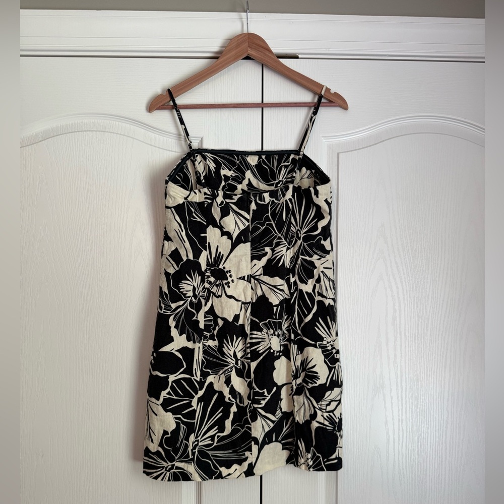 GAP Dress - Linen Blend Black/Cream Print - Picture 5 of 10
